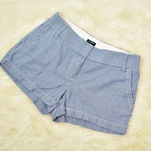 J Crew Factory 3" Rail Road Stripe Chambray Chino Shorts Size 0 Blue Preppy - Picture 5 of 8